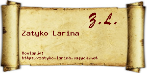 Zatyko Larina névjegykártya